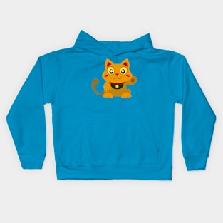 Gold Lucky Cat Kids Hoodie